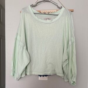 Free People Light Green Long Sleeve Top